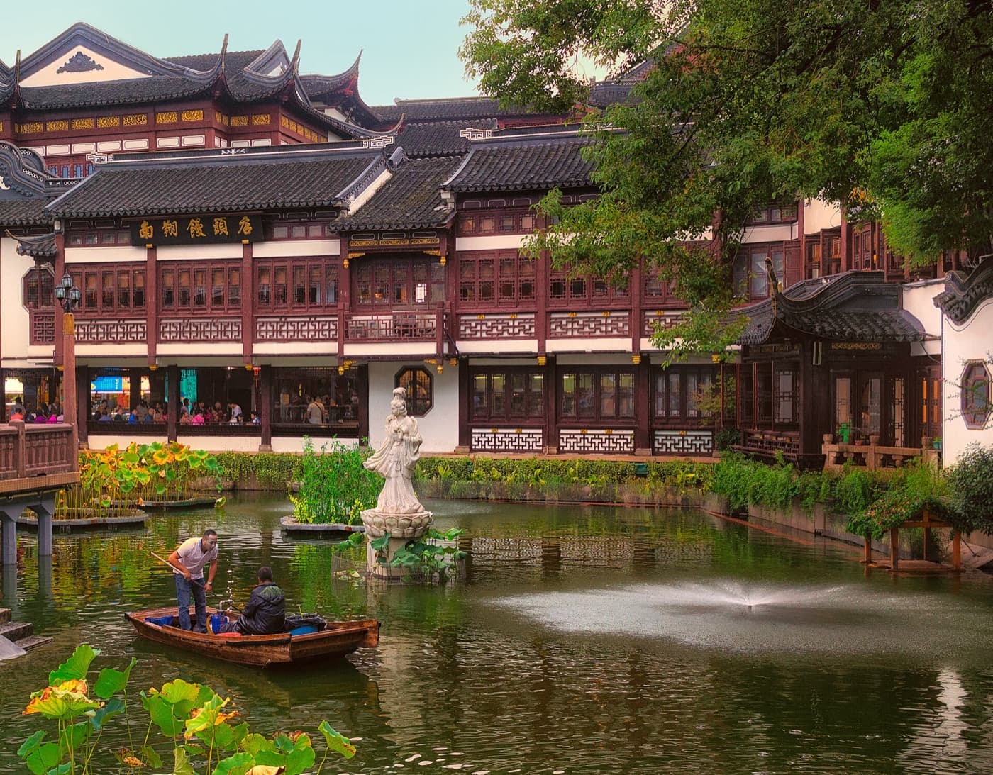 Yuyuan and old-city areas show a more traditional Jiangnan layer within a city better known for towers and malls.
