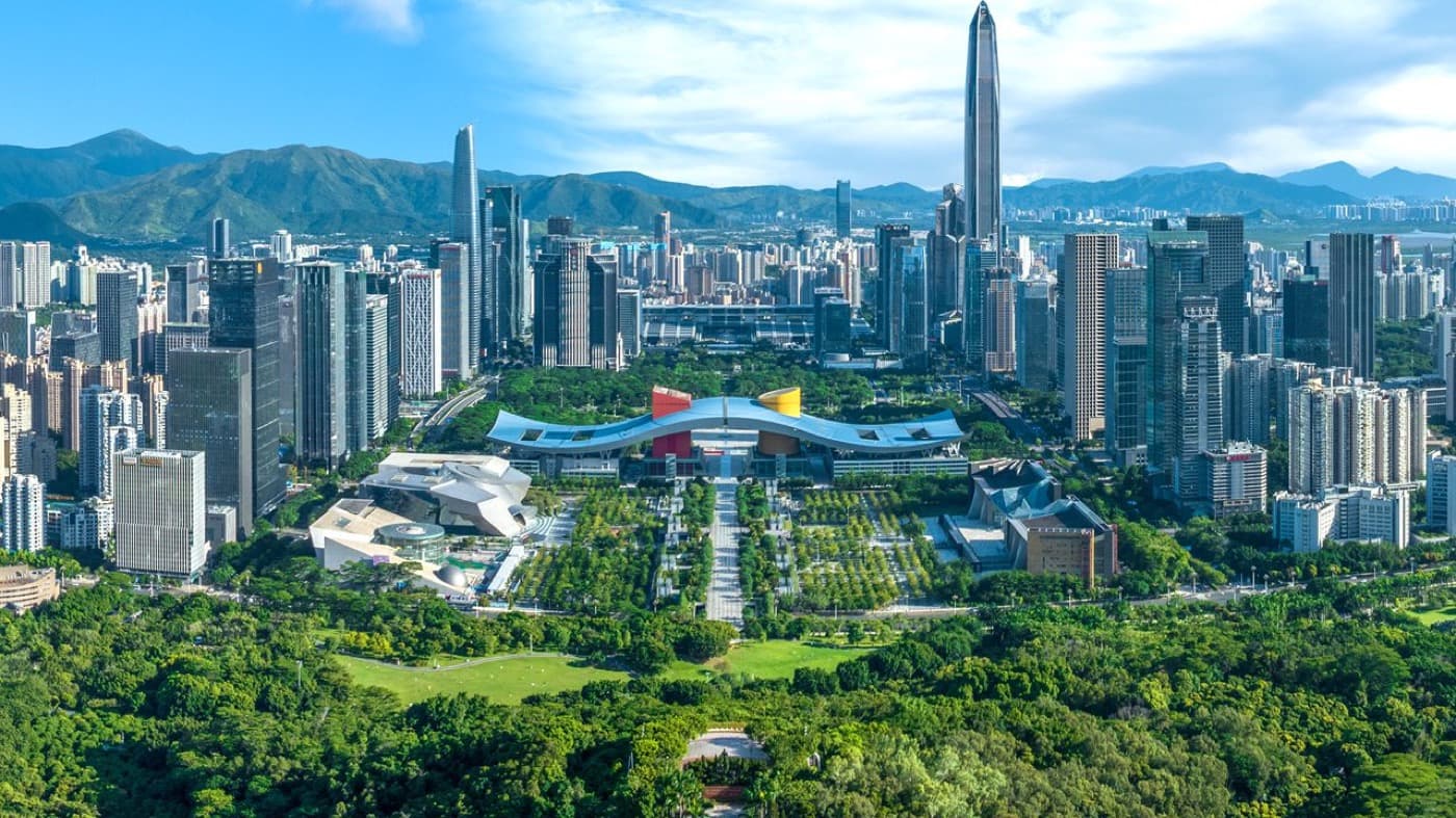 The Futian civic skyline is polished, but the city's energy comes from the people moving through it.