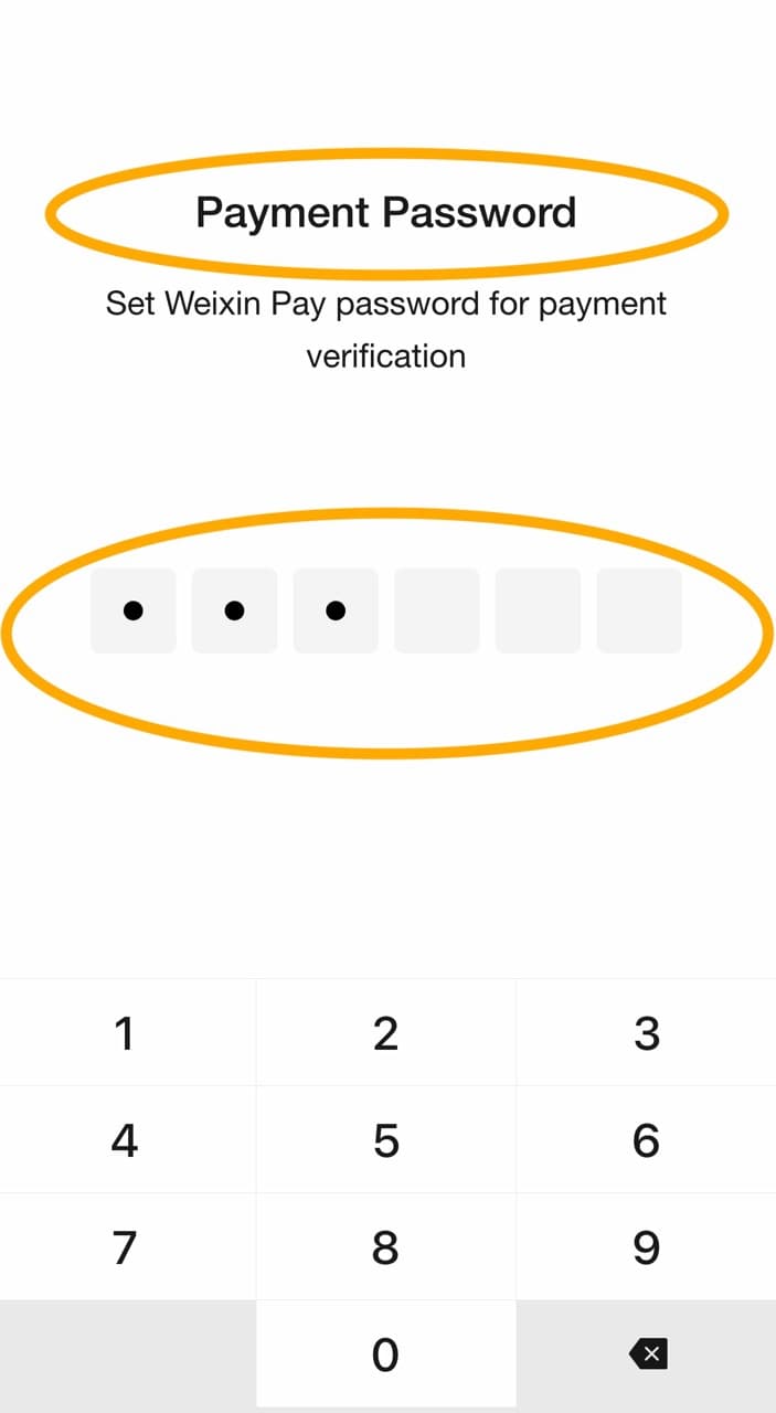 WeChat payment password screen